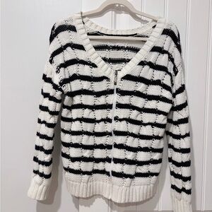 Wear 2-Ways Black and Cream Striped Cardigan NWOT
